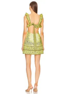 Zimmermann Matchmaker Frilled Mini Dress Yellow Bandana Size 8 for rent on The Volte - image 2