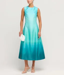 Leo Lin Cleo Sleeveless Midi Dress in Ombre Aqua Size 6 for rent on The Volte - image 1