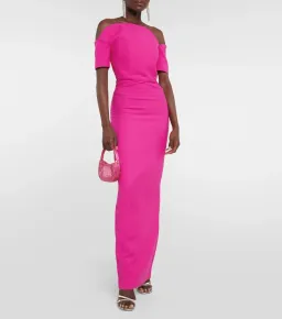 Roland Mouret Asymmetric Wool Blend Maxi Dress Pink Size 8 for rent on The Volte - image 1