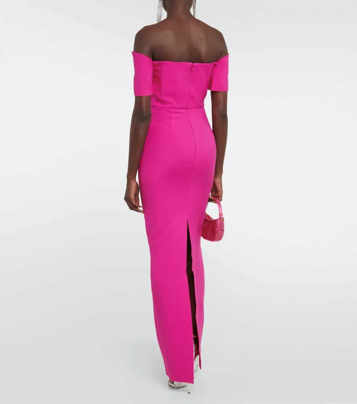 Roland Mouret Asymmetric Wool Blend Maxi Dress Pink Size 8 - Image 2