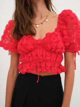 For Love and Lemons Hannah Crop Top Red Rose Size XS / AU 6 for rent on The Volte - image 2