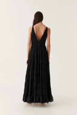 Aje Rosewood Ruched Maxi Dress Black Size 6 for rent on The Volte - image 3