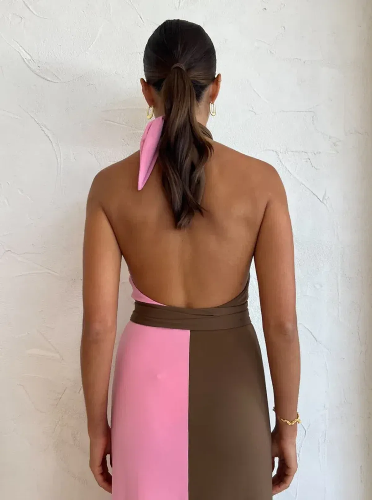 Hansen And Gretel Tempest Halter Wrap Dress In Carob/Pink Size 10 - Image 4