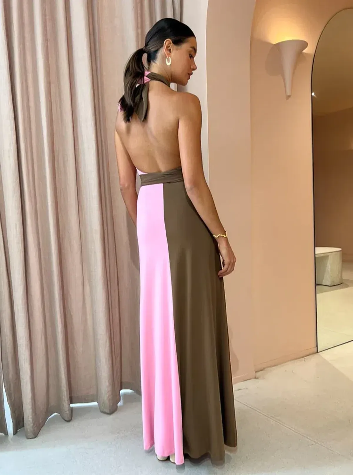 Hansen And Gretel Tempest Halter Wrap Dress In Carob/Pink Size 10 - Image 7