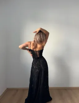 House Of Cb Seren Floral Sheer Lace Back Maxi Dress Black Size S / Au 8 for rent on The Volte - image 3