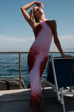 With Harper Lu Racer Dress Isola Ocean Pink Multi Size 8 for rent on The Volte - image 2