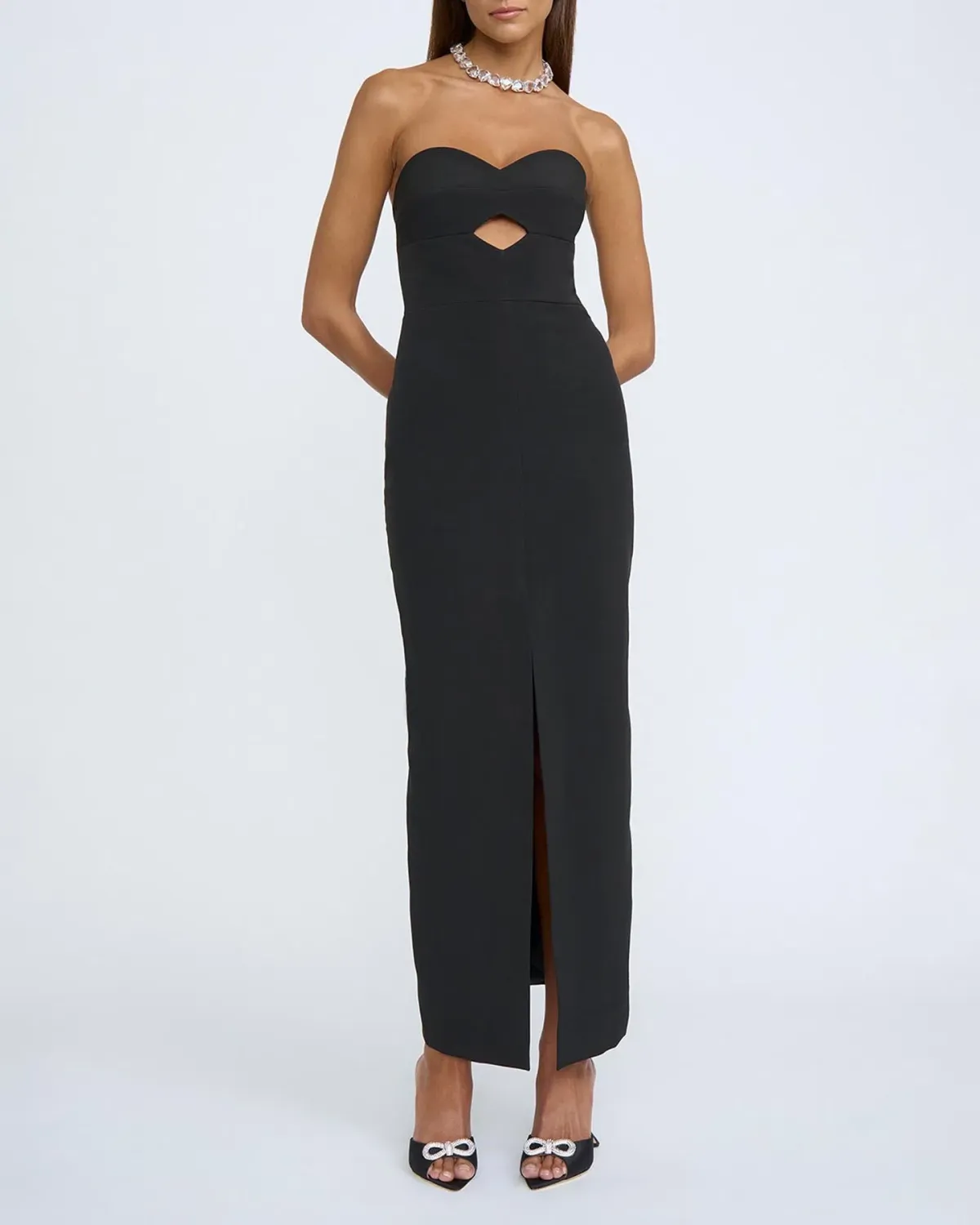 By Johnny Diamond Strapless Split Midi Dress Black Size 8 - Image 2