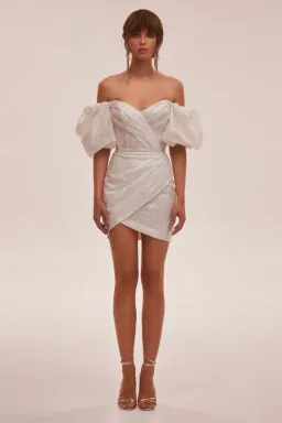 Milla White Cute Mini dress with Doll Sleeves Ivory Size 8 for rent on The Volte - image 1