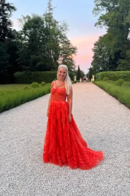 Milla Tangerine Tulle Ornament Maxi Dress Orange Size 8 for rent on The Volte - image 2