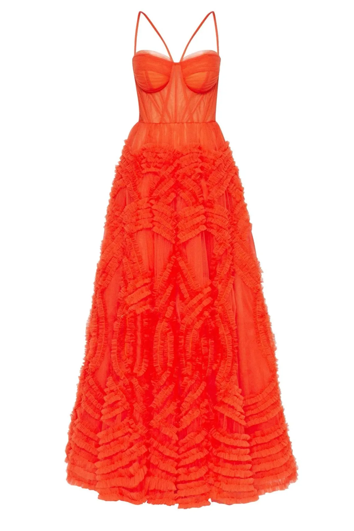 Milla Tangerine Tulle Ornament Maxi Dress Orange Size 8 - Image 3