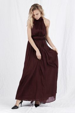 Aje Georgia Maxi Dress Burgundy Size 6 for rent on The Volte - image 1