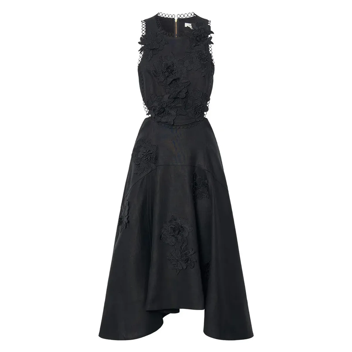Oroton Lace Flower Midi Dress Black Size 14 - Image 7