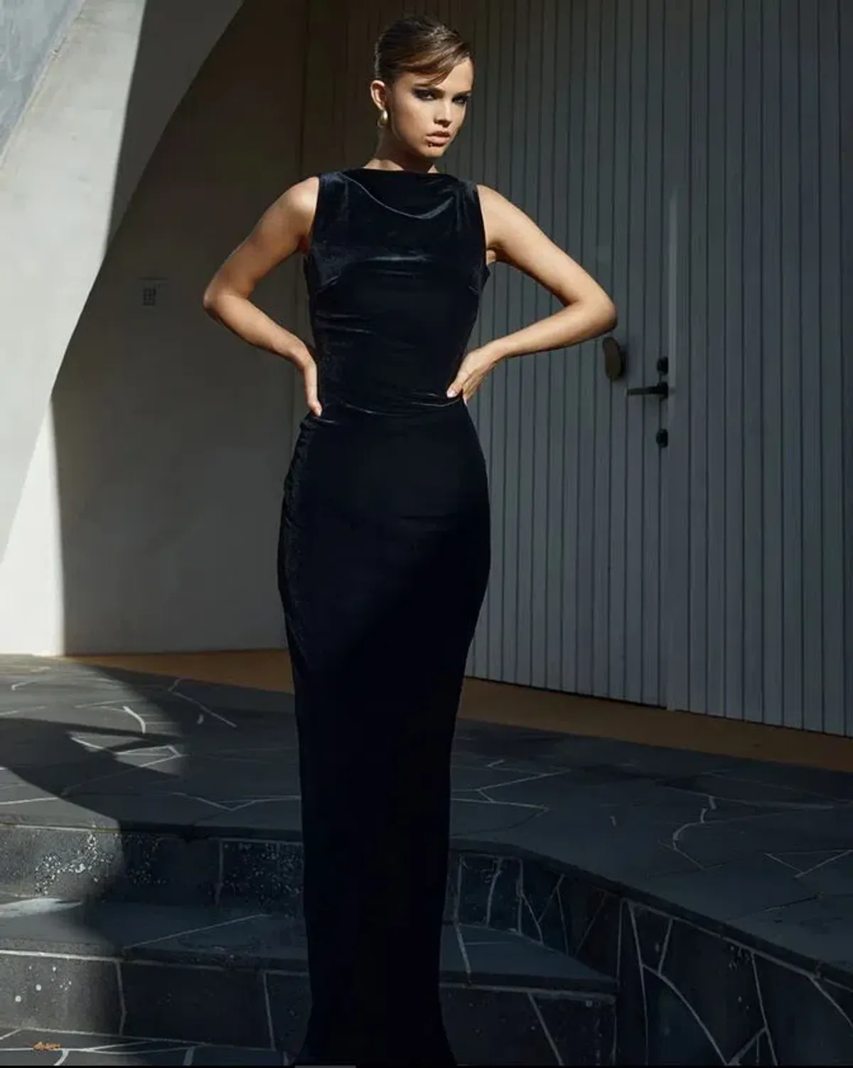 Verona Gown in Black Velvet size 10 - Image 2