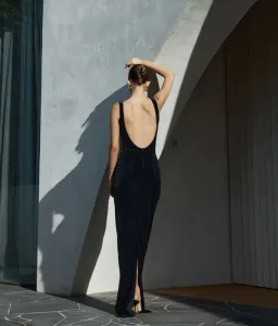 Verona Gown in Black Velvet size 10 for rent on The Volte - image 3