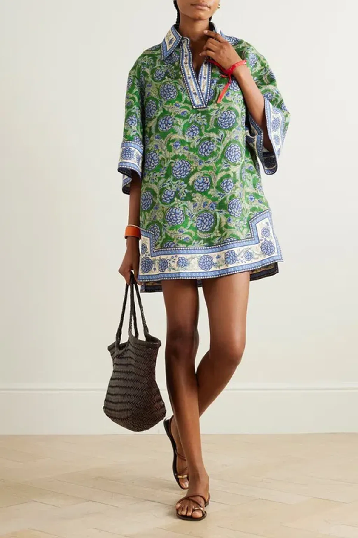 Zimmermann The Junie Tunic Dress in Green/Blue Floral Size 0/Au 8 - Image 1