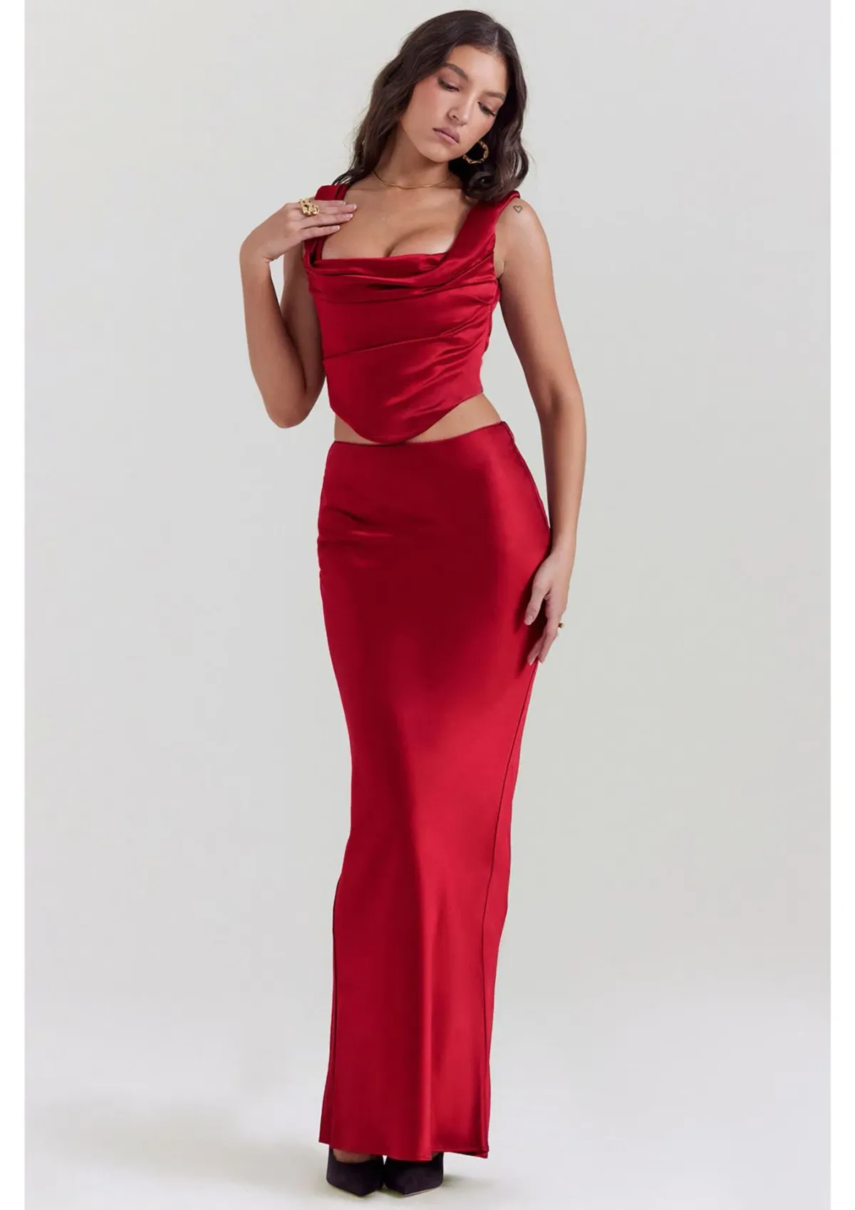 House of CB Una Corset and Sydel Skirt Set Ruby Red Size S / AU 8 - Image 1
