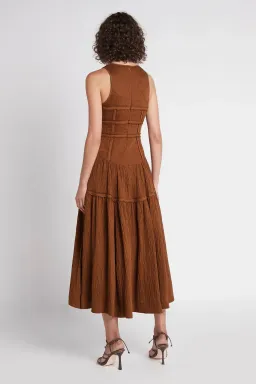 Aje Tidal Corset Midi Dress Coffee Size 10 for rent on The Volte - image 2