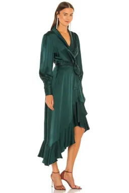 Zimmermann Silk Wrap Midi Dress Dark Green Size 3 / AU 14  for rent on The Volte - image 3