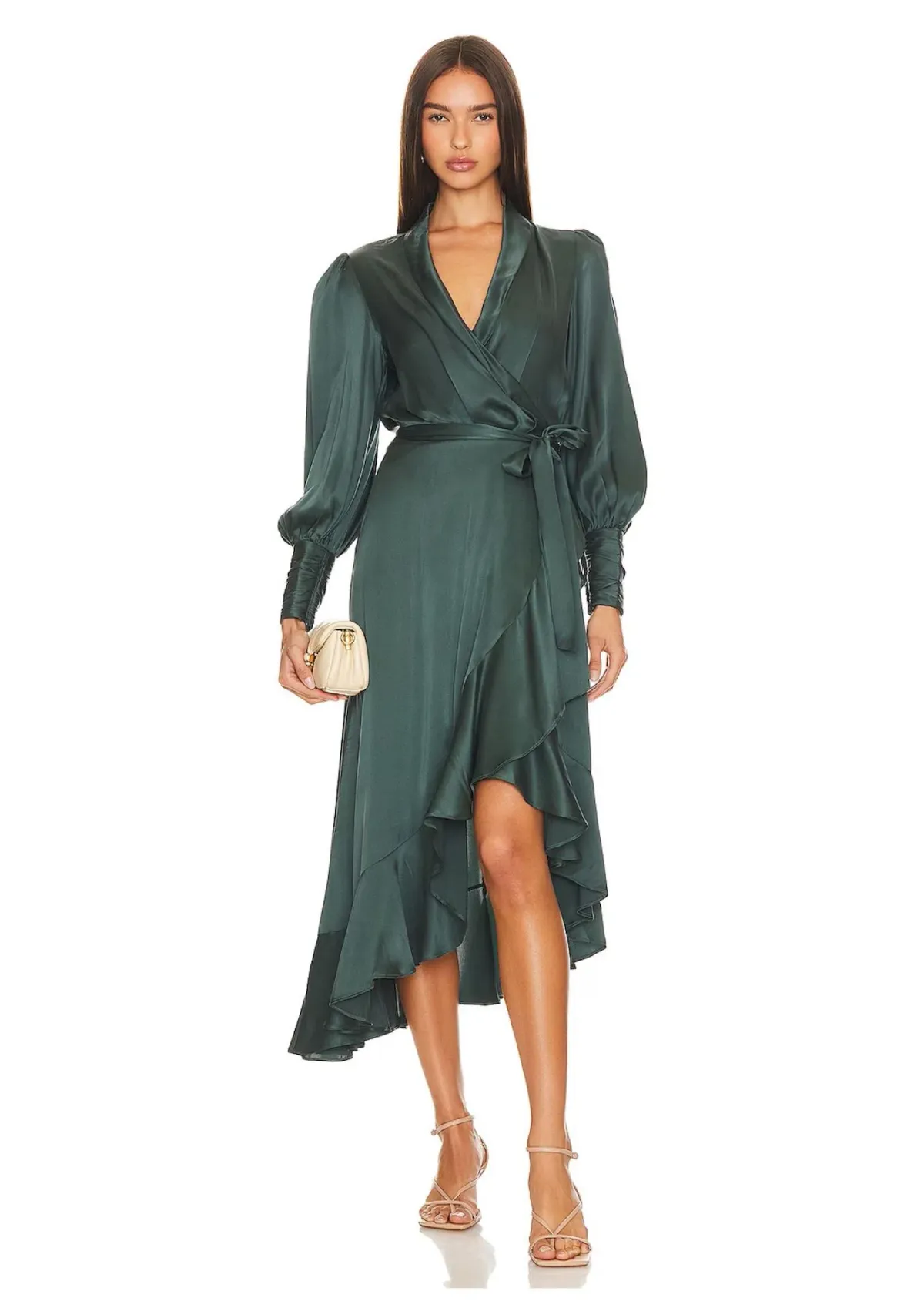 Zimmermann Silk Wrap Midi Dress Dark Green Size 3 / AU 14  - Image 1