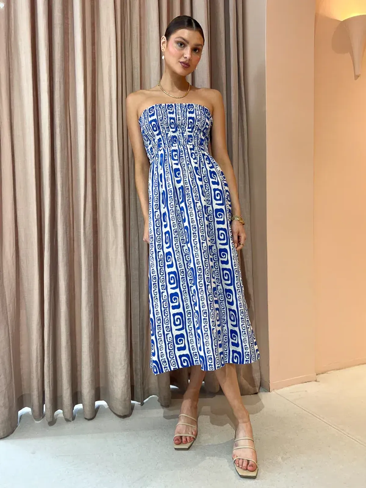 Faithfull the Brand Musee Midi Dress in Island Blue Pacific Print Size 6 - Image 6