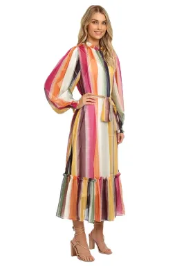 Leo Lin Fortune Stripe Midi Dress Multi Size 14 for rent on The Volte - image 2