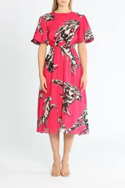 Leo Lin Wild Horses Cut Out Midi Dress in Pink Size 8 for rent on The Volte - image 1