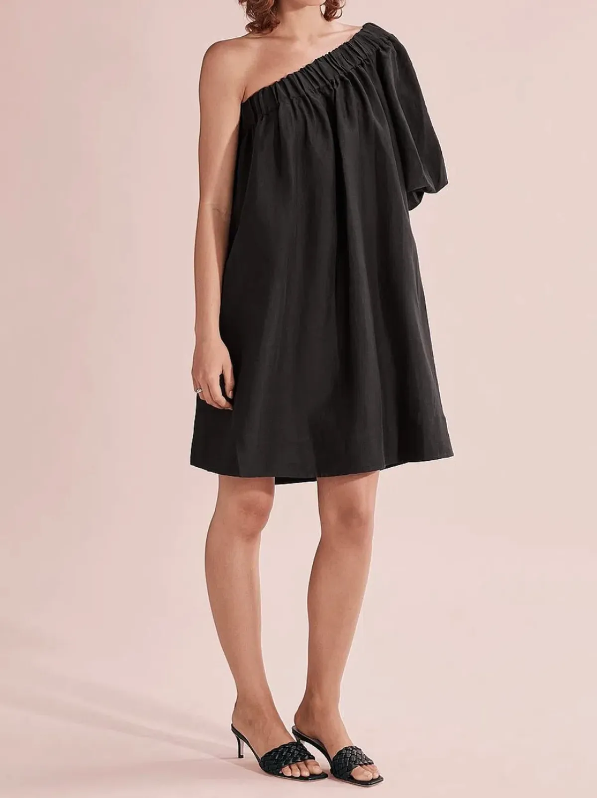 Country Road One Shoulder Mini Dress Black Size 6 - Image 4