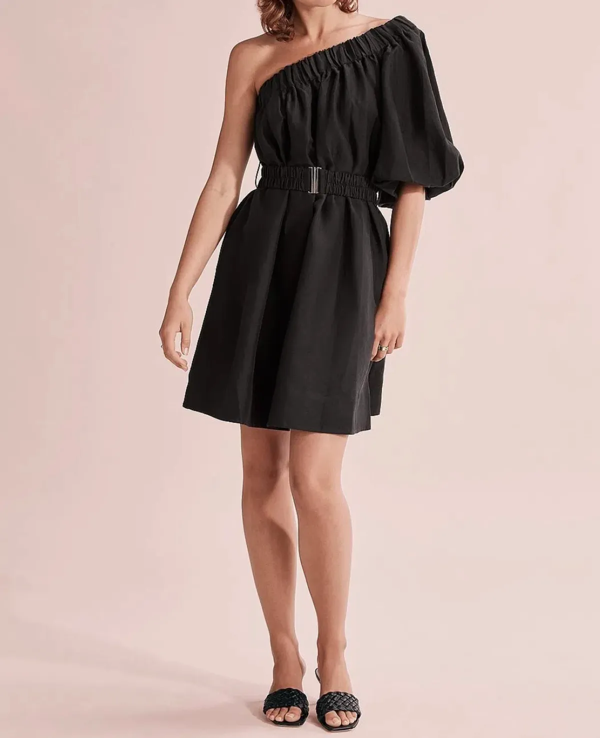 Country Road One Shoulder Mini Dress Black Size 6 - Image 1