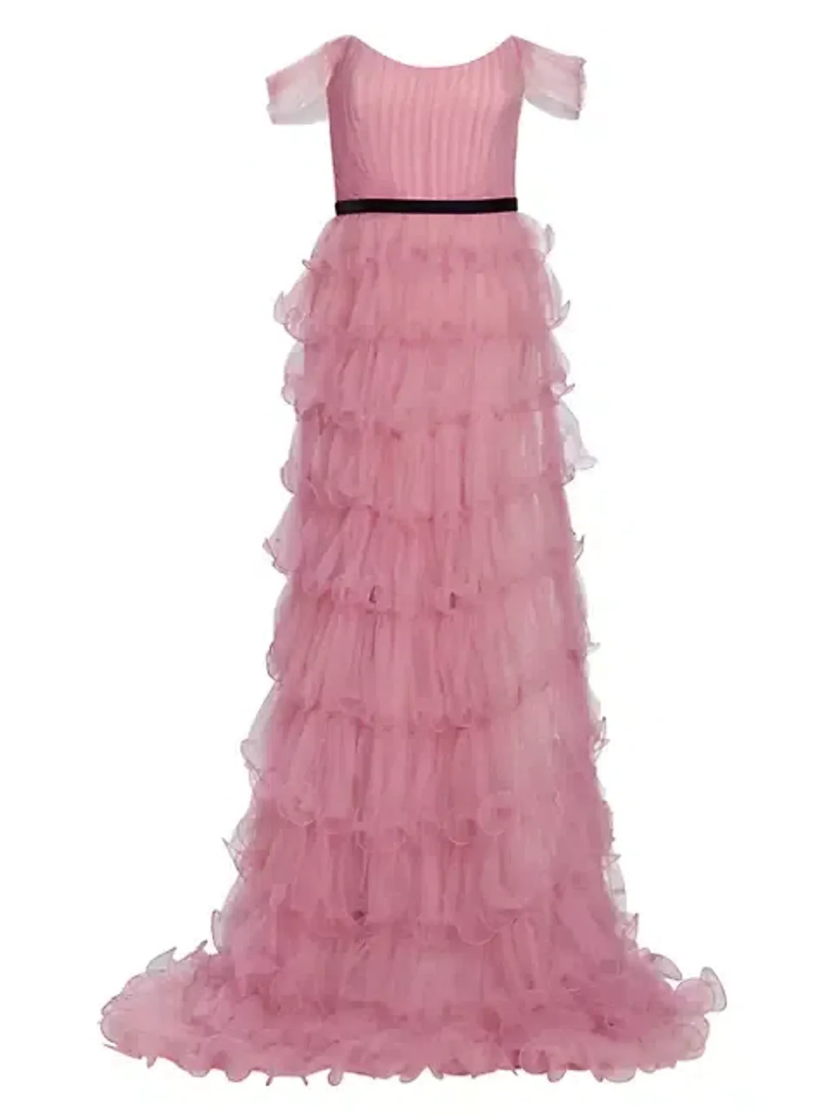 Marchesa Notte Off-the-shoulder Tiered Tulle Gown Pink Size AU 8 - Image 5