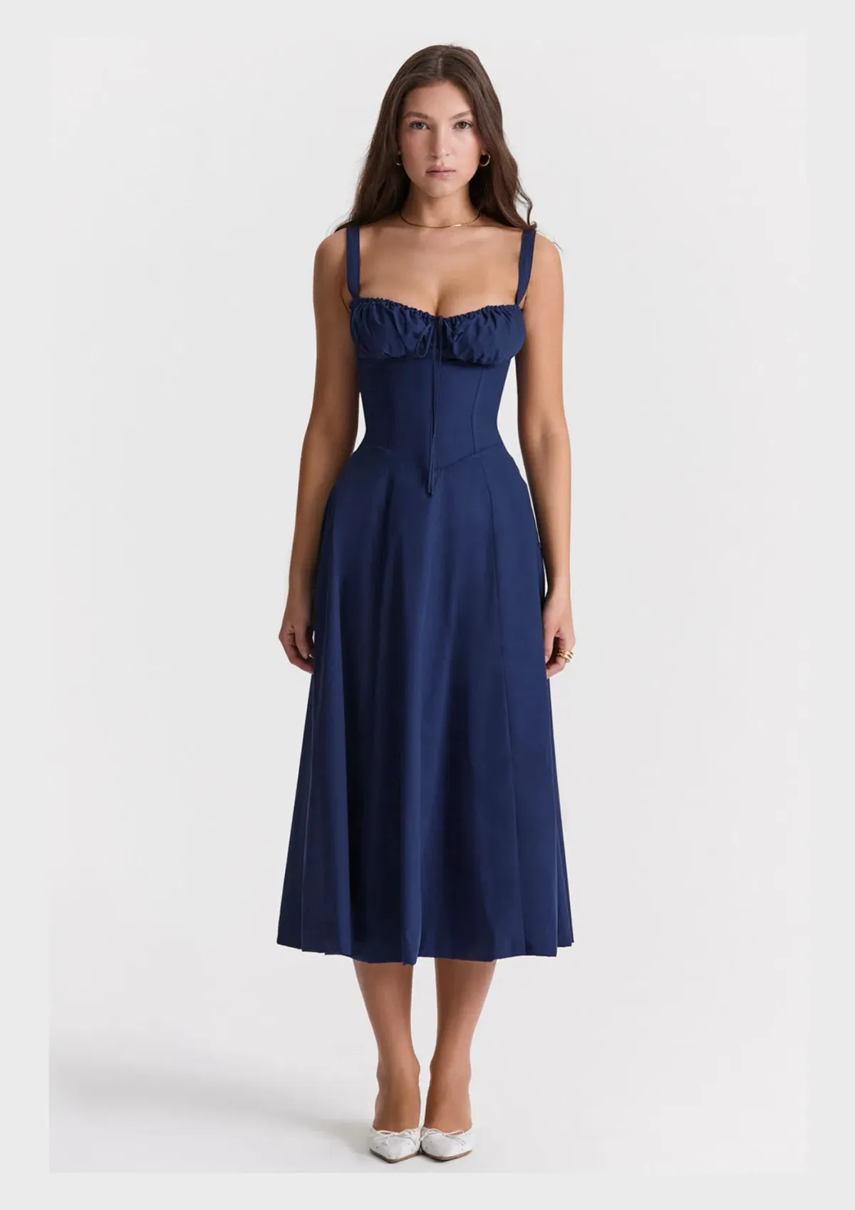 House Of CB Carmen Midi Navy Size M / AU 10 - Image 1