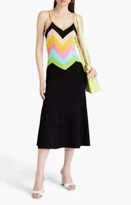 Boutique Moschino Striped Knitted Midi Dress Multi Size AU 8  for rent on The Volte - image 1