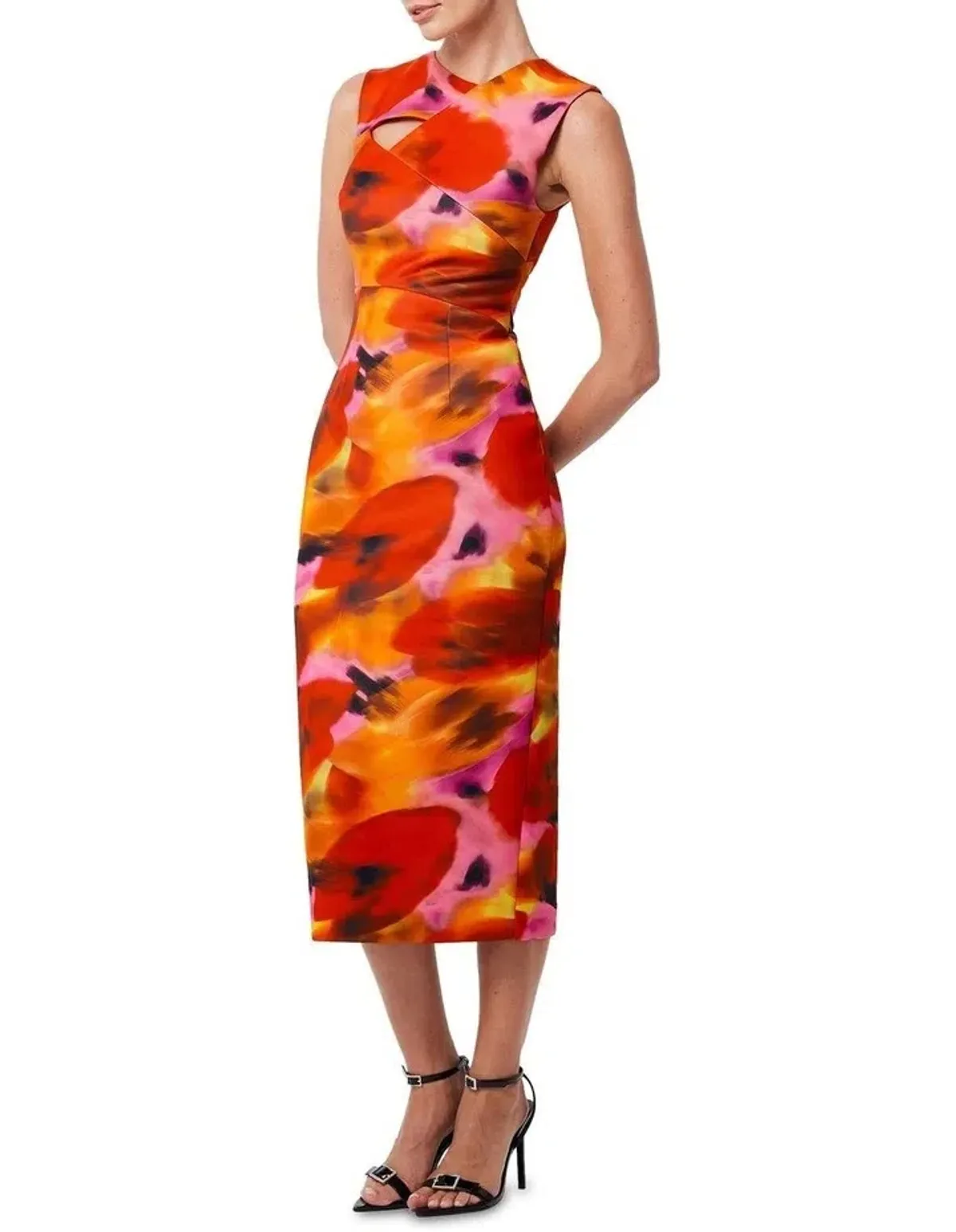 Mossman Allure Midi Dress Orange Print Size AU 8  - Image 2