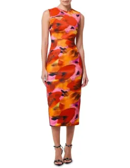 Mossman Allure Midi Dress Orange Print Size AU 8  for rent on The Volte - image 1