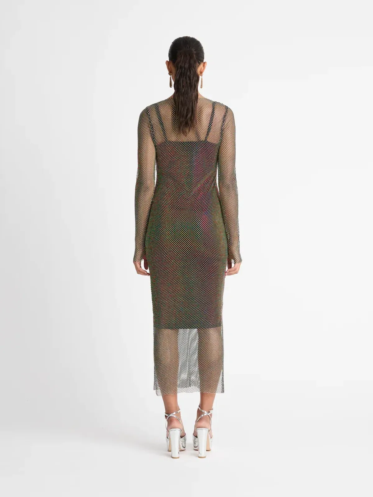 Sheike Crystal Mesh Midi Dress Black Size  AU 16 - Image 3