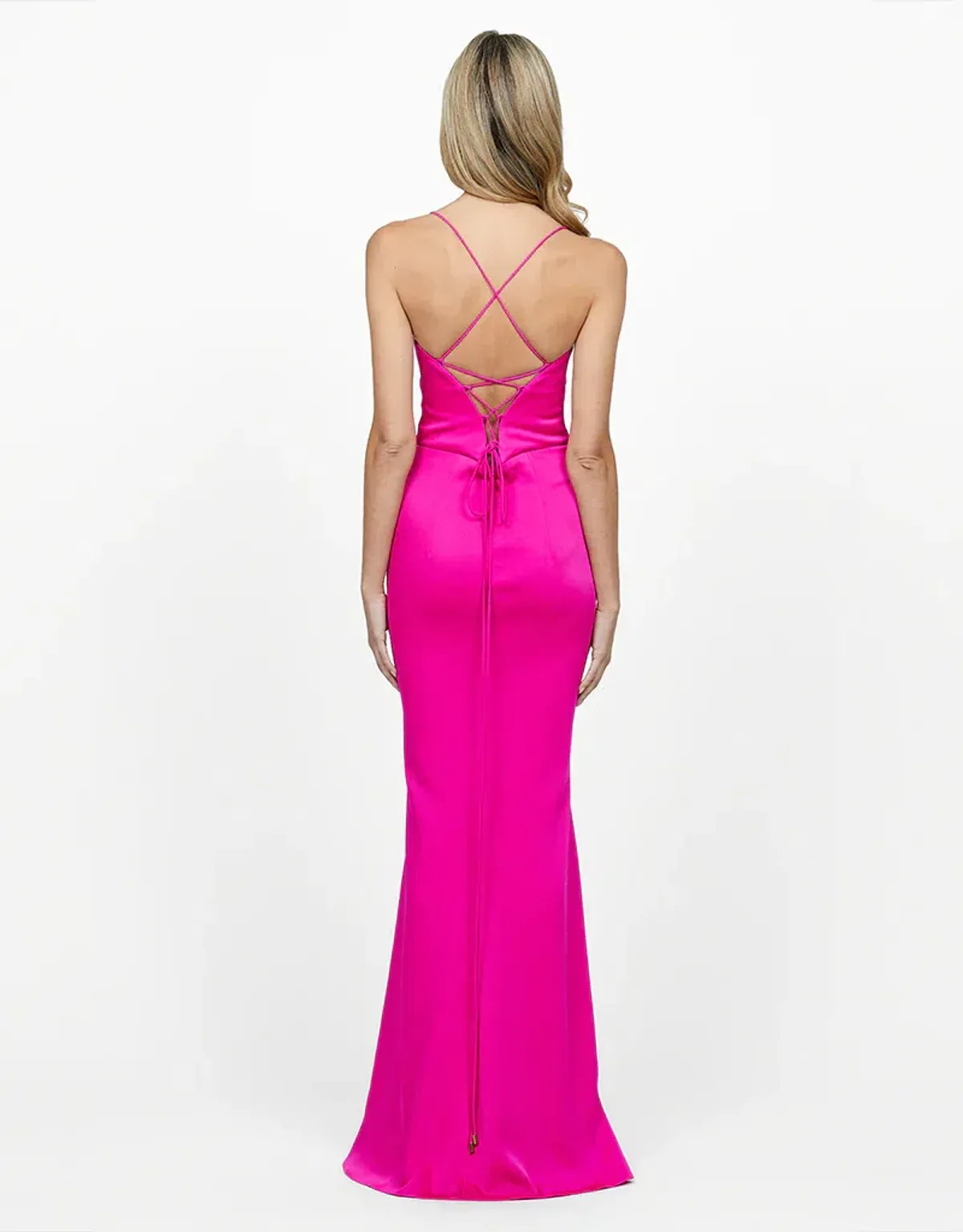 Bariano Valentine Cowl Neck Strappy Back Gown Pink Size AU 14 - Image 3