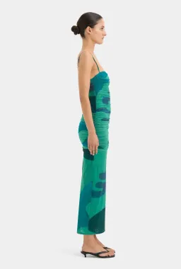 Sir The Lable Frankie Gathered Midi Dress in Emerald Reflection Size 2 / AU 10 for rent on The Volte - image 3