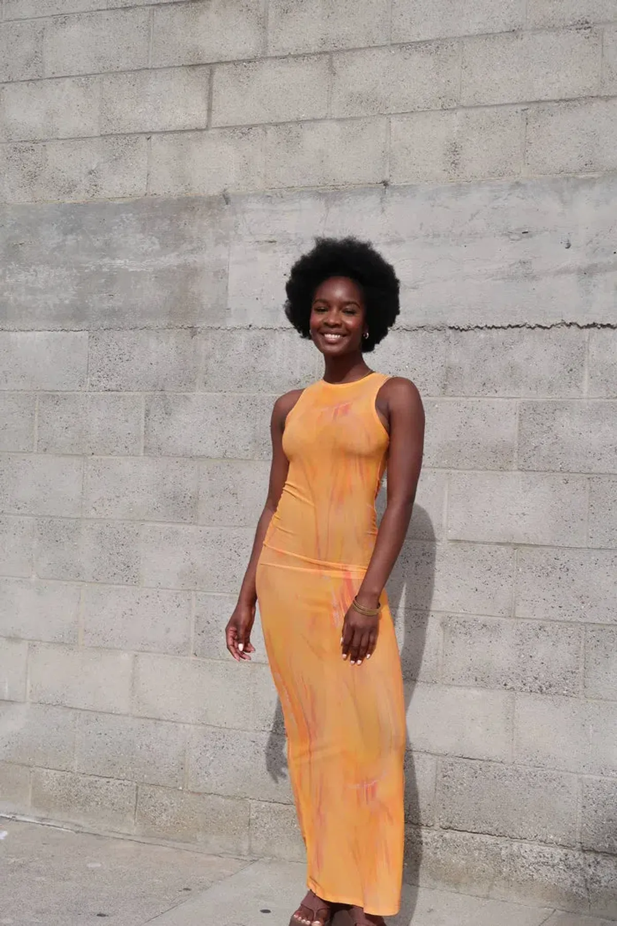 With Harper Lu Tangelo Mesh Maxi Dress Orange Size XS / AU 6 - Image 5