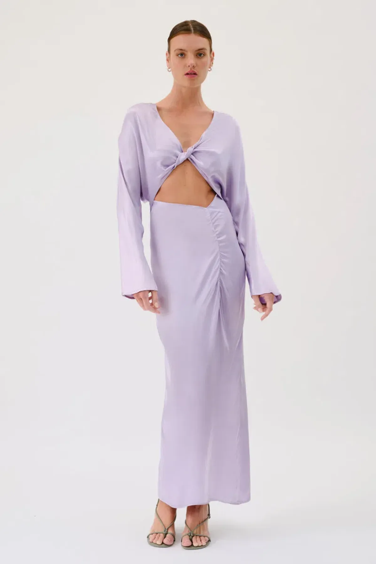 Suboo Millenia Long Sleeve Twist Front Maxi Dress Lilac Size 6 - Image 1