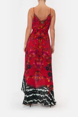 Camilla Draped Front Wrap Dress Red Multi Size 10 for rent on The Volte - image 4