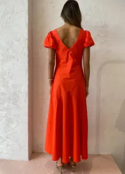 Sir the Label Anja Panelled Midi Dress Mandarin Red Size 10 for rent on The Volte - image 4