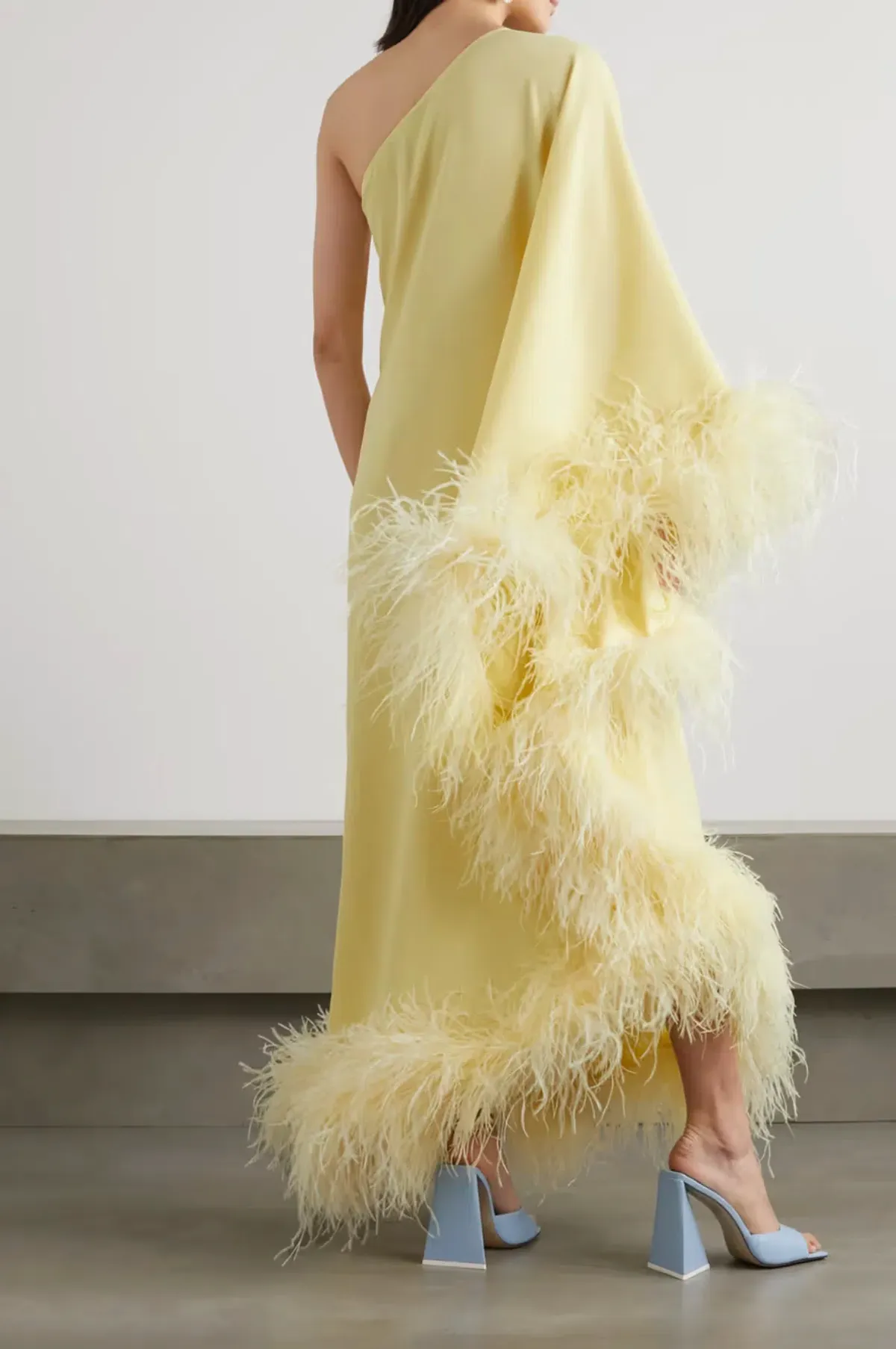 Taller Marmo Ubud One Shoulder Feather Dress Yellow Size 10 - Image 2