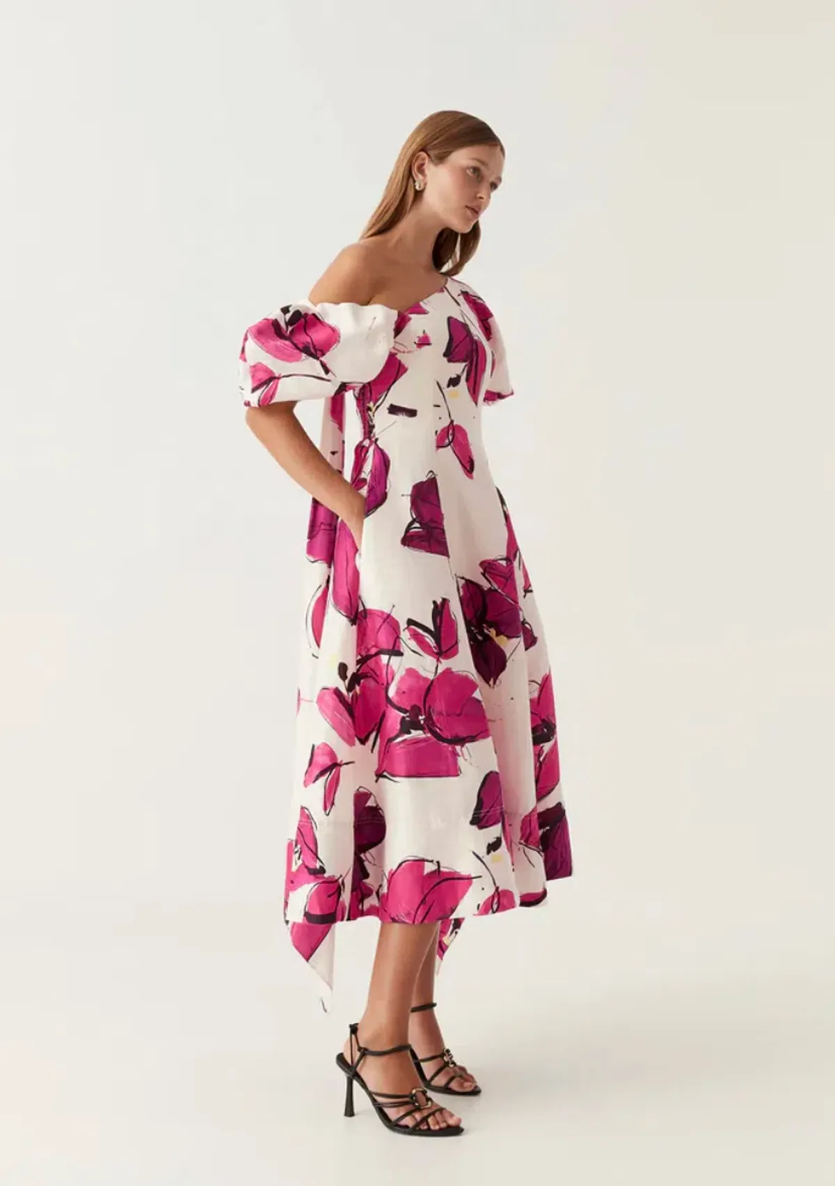 Aje Arista Tulip Sleeve Midi Dress Floral Size 6 - Image 2