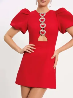 Rebecca Vallance Chiara Puff Sleeve Mini Dress Red Size 14 for rent on The Volte - image 2