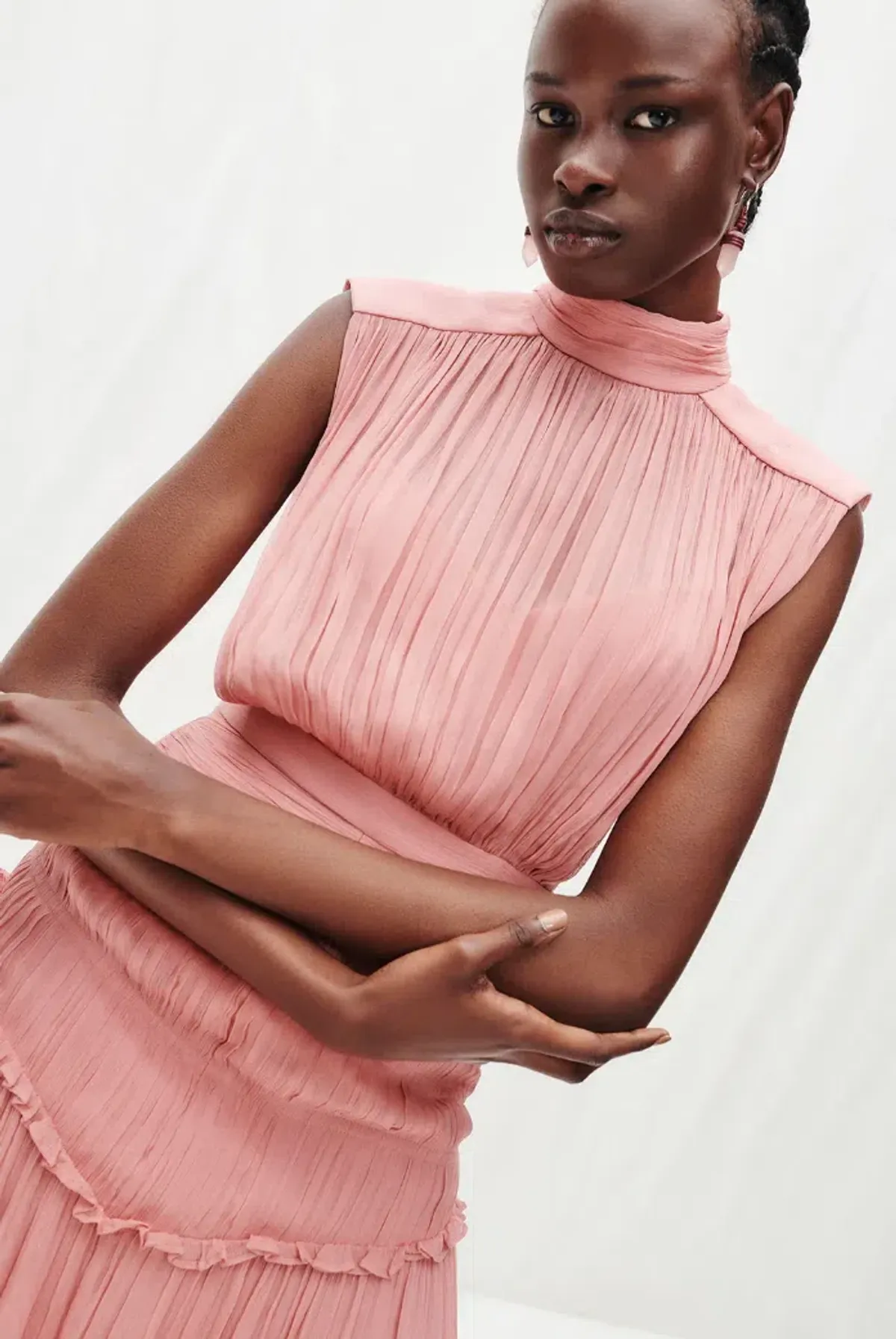 Shona Joy Lauren High Neck Midi Dress Blush Size 6 - Image 2