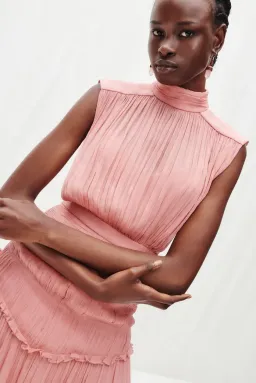 Shona Joy Lauren High Neck Midi Dress Blush Size 6 for rent on The Volte - image 2