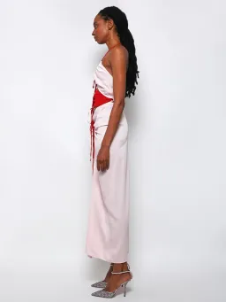 Christopher Esber Multi Panel Disconnect Ruched Halter Dress Rose Quartz Size 12 for rent on The Volte - image 2