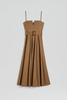 Scanlan Theodore Sateen Resin Trim Dress Dark Caramel Size 8 for rent on The Volte - image 3