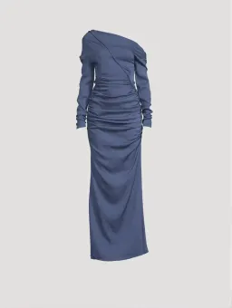Christopher Esber Multi Gather Column Dress Denim Size 4 for rent on The Volte - image 3