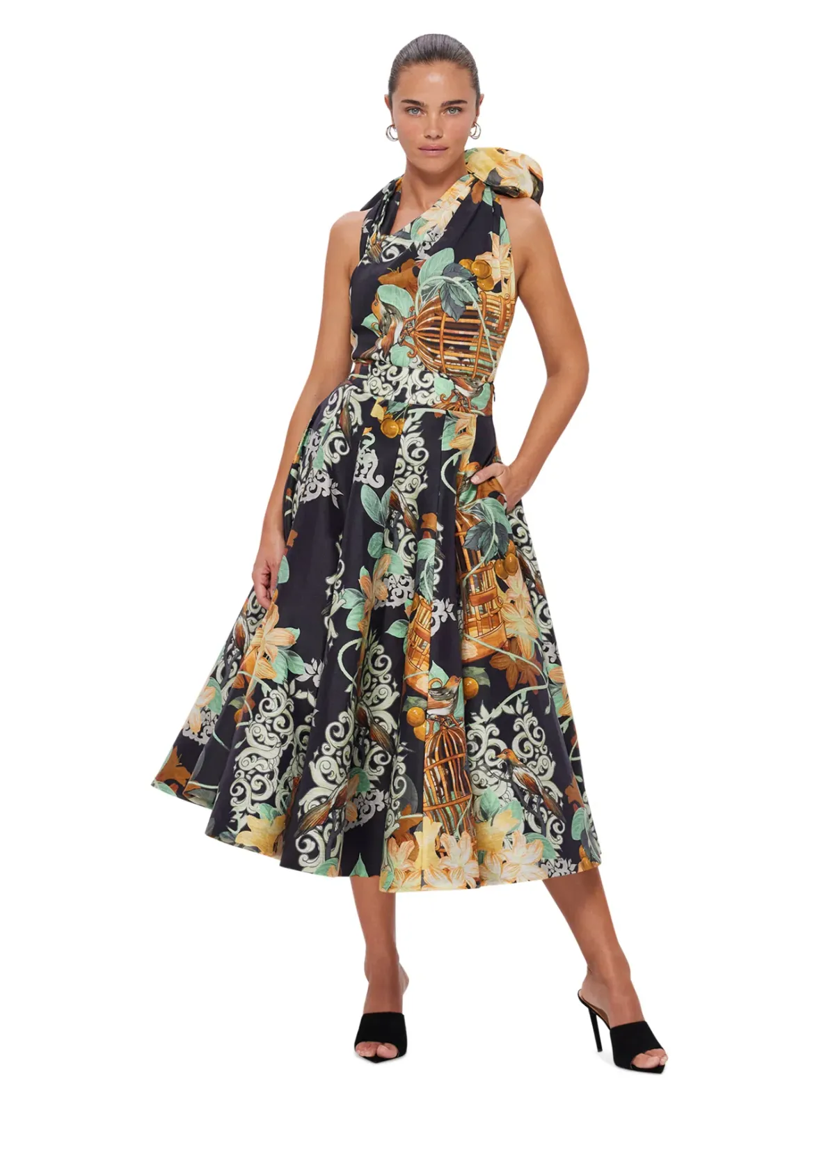 Leo Lin Bridget Halterneck Top and Myla Midi Skirt Azalea Print in Twilight Size 8 - Image 1