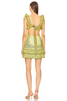 Zimmermann Matchmaker Frilled Mini Dress in Yellow Bandana Size 0 / AU 8  for rent on The Volte - image 2